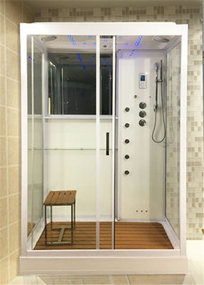 Le stalle di doccia complete della cabina di vetro bianca della doccia con ottone scaturisce controllo di computer fornitore